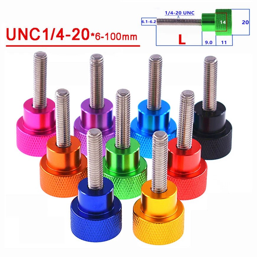 1/4 - 20 UNC Knurled Thumb Screws — Aluminum, 10 Colors, 6mm–100mm - HomeDIYer