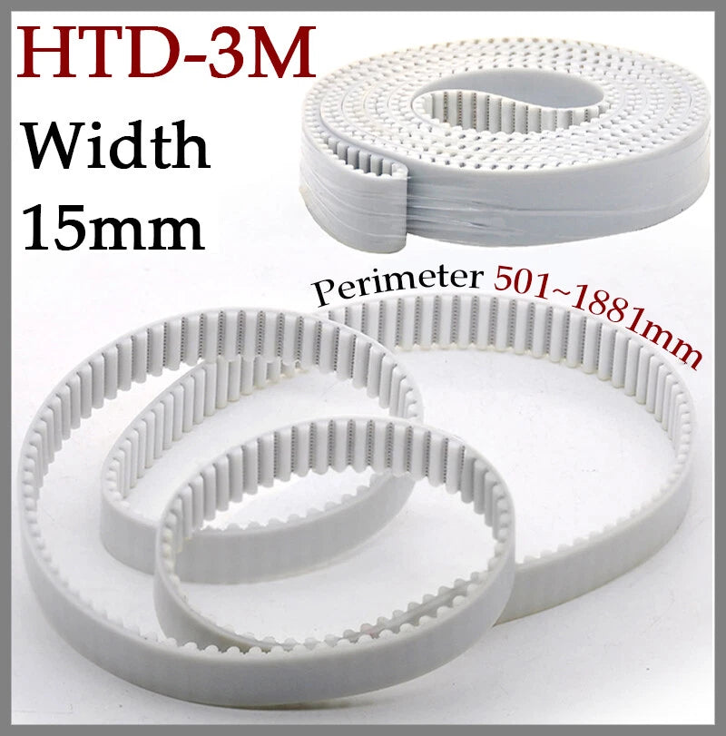 HTD 3M Timing Belt 15mm Wide — Closed Loop, Steel Wire Reinforced, Multiple Lengths