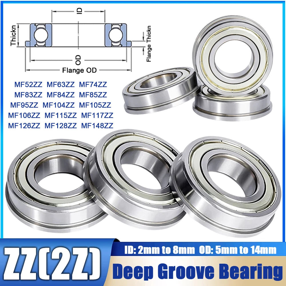 MF6000ZZ ~ MF6010ZZ Bearing Steel Miniature Double Shielded Flange Ball Bearings