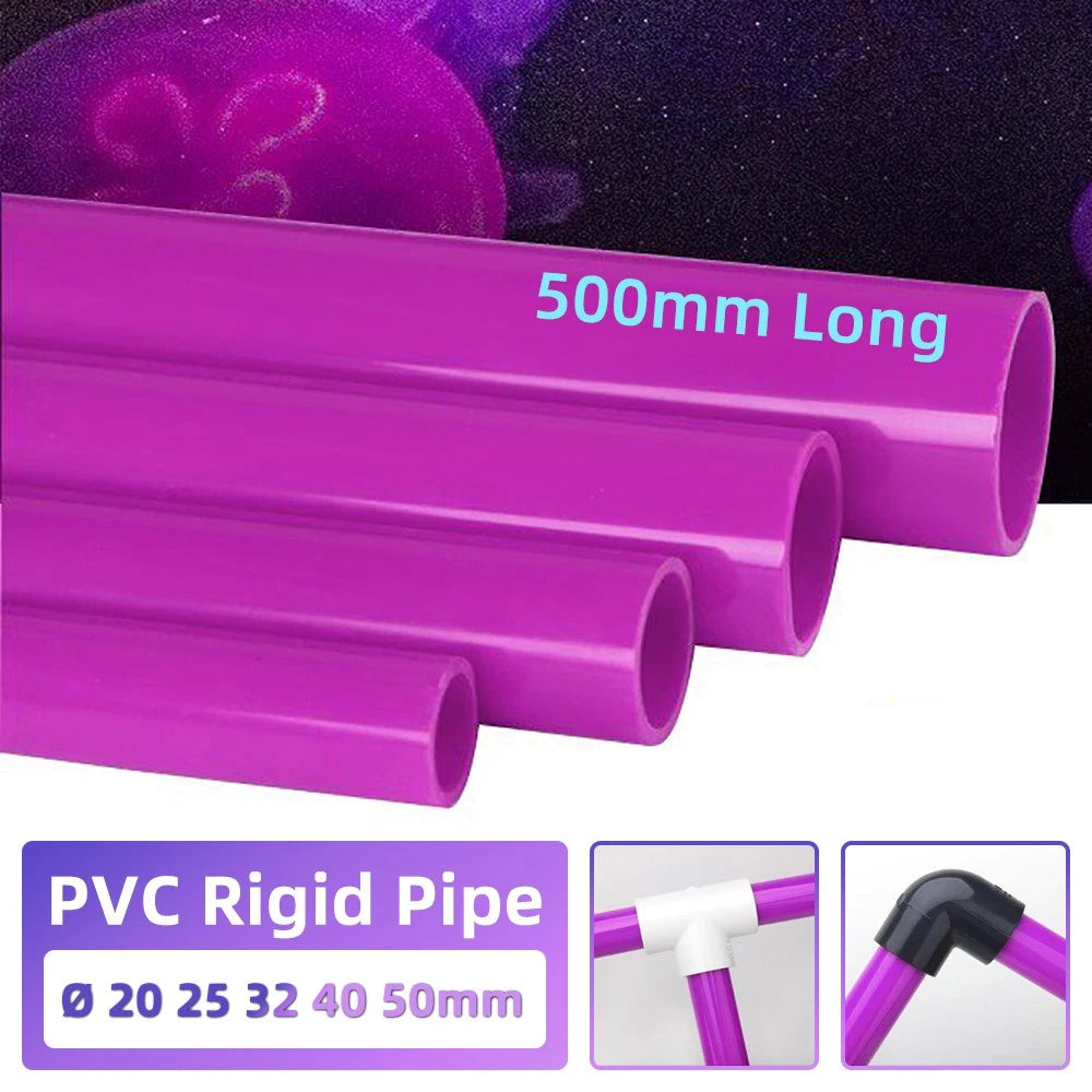 Purple PVC Pipe Round Tube – Solvent Weld Rigid Tubing 500mm Long | 20–50mm