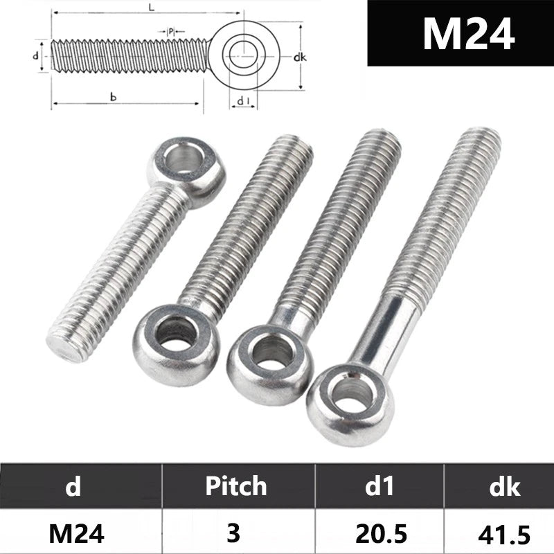 M24 Eye Bolts 304 Stainless Steel Threaded Lifting Ring Screws - HomeDIYer