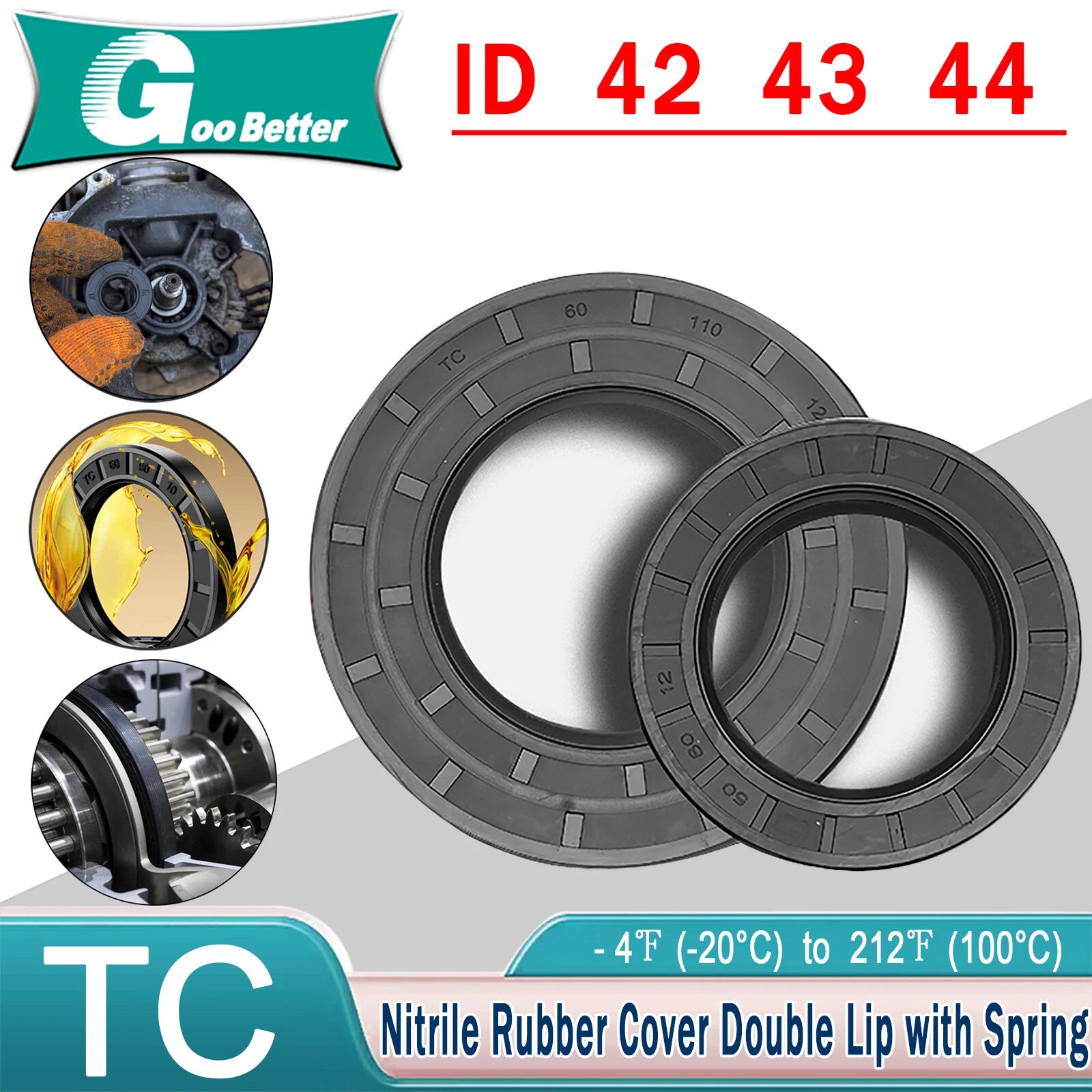 Oil Seal 39mm-40mm-41mm ID Rotary Shaft Double Lip R23 TC TTO All Depths NBR