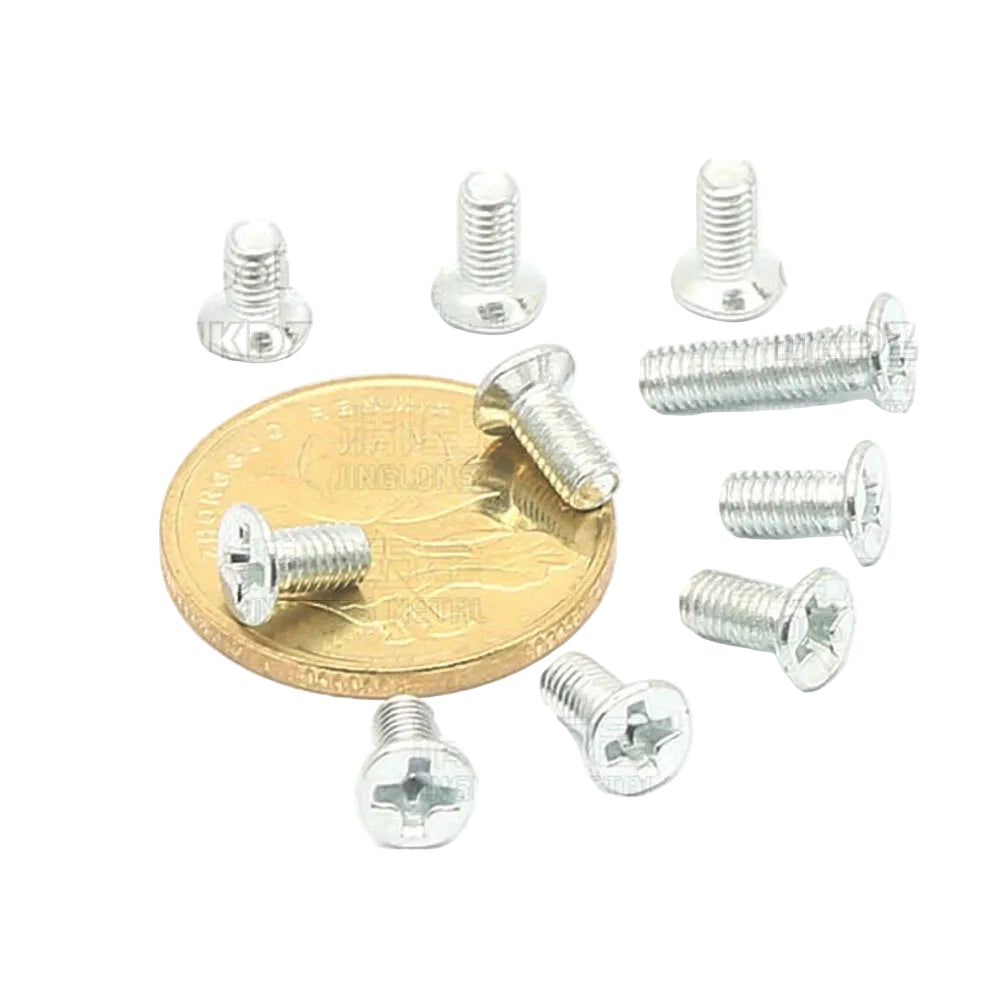 100 PCS Phillips Machine Screws Countersunk Flat Head Bolts M3 Carbon Steel