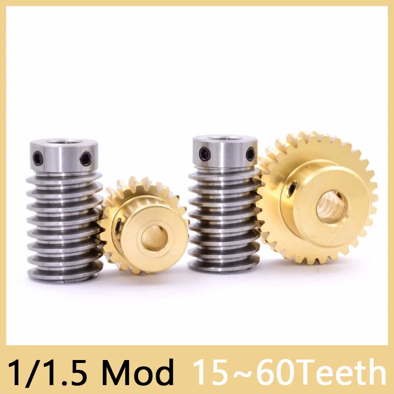 Brass Worm Wheel Gear 1/1.5 Modulus Transmission Gear Worm Rod Worm Gear Shaft