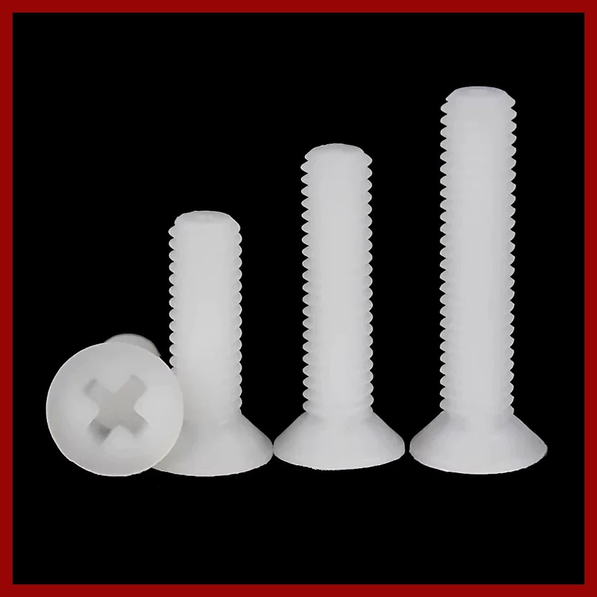 White Plastic Phillips Flat Head Machine Screws — M2.5 to M8, Multiple Lengths - HomeDIYer
