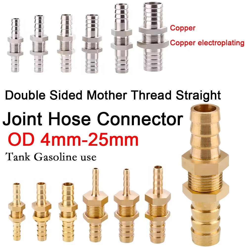 Copper Straight Hose Connector Double-Sided Female Thread