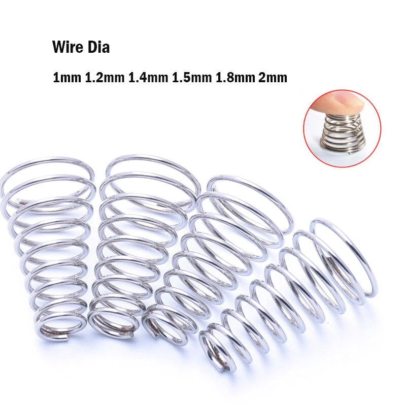 1-2mm Wire Dia Cone Compression Spring 12-76mm Length 304 Stainless Steel