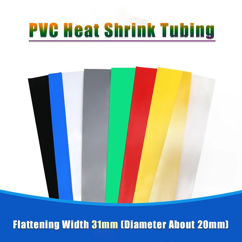 31mm PVC Heat Shrink Tubing – Battery Sleeve & Wire Wrap Protector, 8 Colors