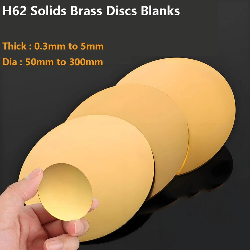 H62 Solids Brass Discs Blanks Metal Round Sheets OD 50-300mm Thick 0.5mm 1mm- 5m