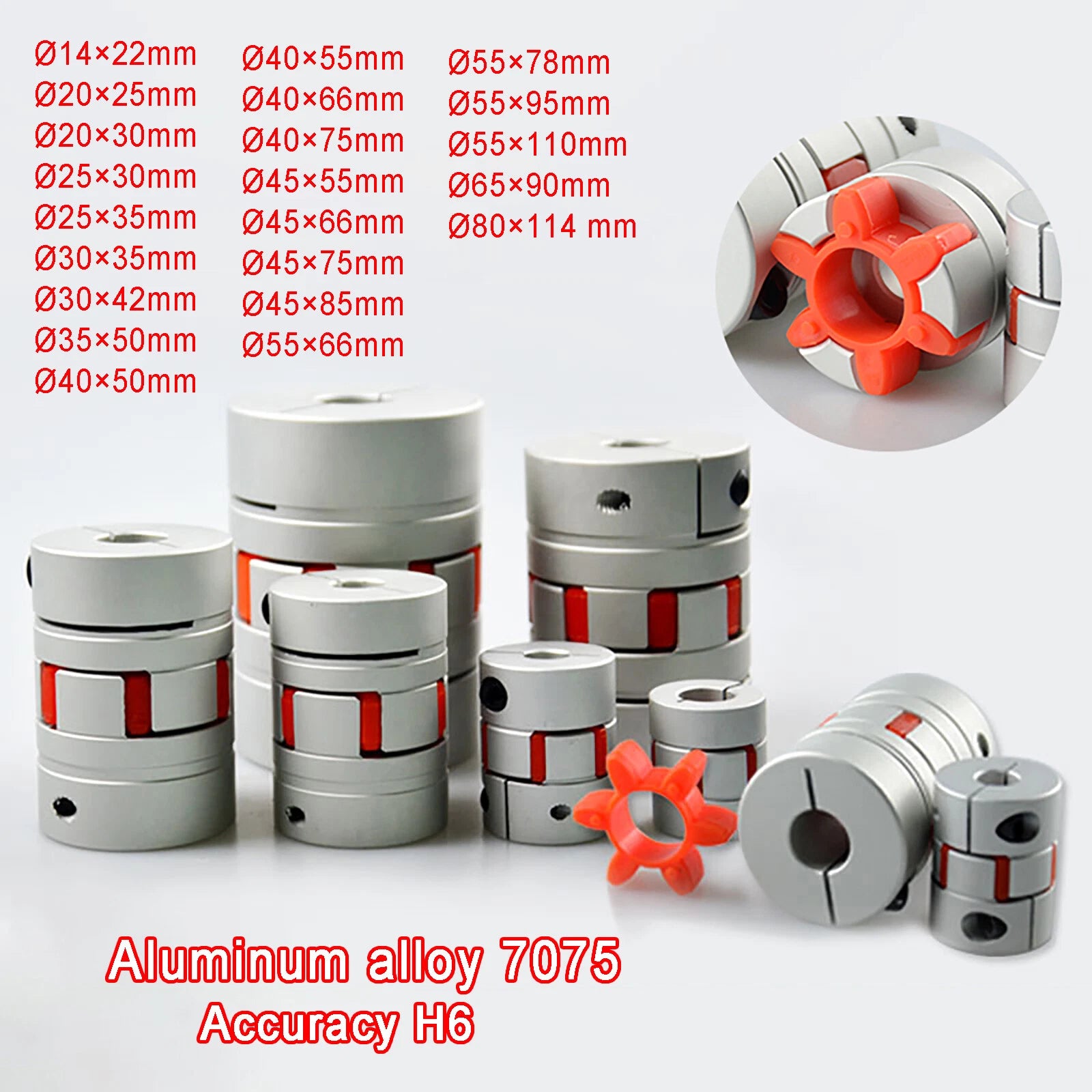 Aluminum CNC Shaft Coupler Flexible Plum Coupling Servo Motor All Bore Sizes