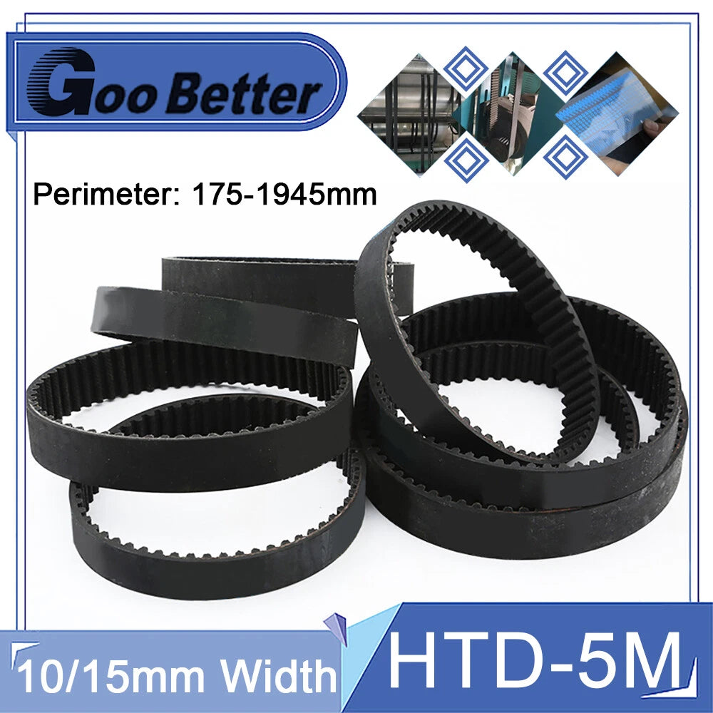 HTD 5M Timing Belt – 175 to 1945mm Perimeter, 10mm & 15mm Width, Rubber Synchronous Drive Belt