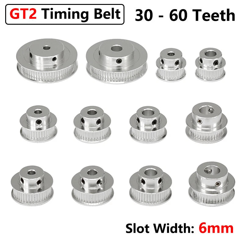 GT2 Timing Belt Pulley BF-Type 30-60 Teeth Bore 5-12mm For 6mm Wide Timing Belt
