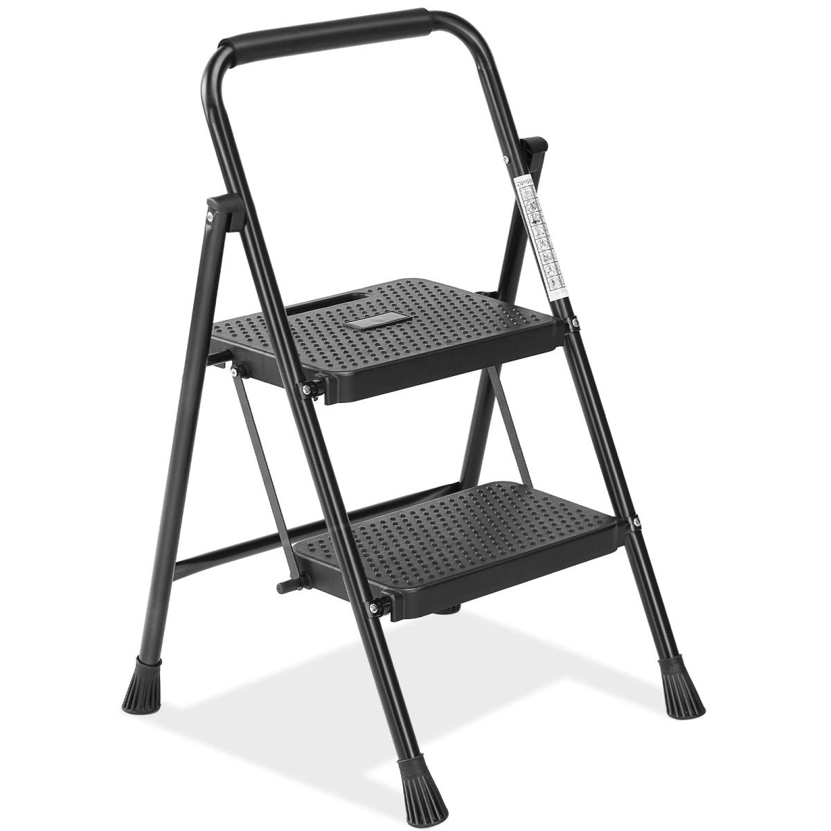 2 Non - slip step ladder, quick folding steel ladder Sturdy metal supported household tools for home/office work at altitude, portable step tools - HomeDIYer