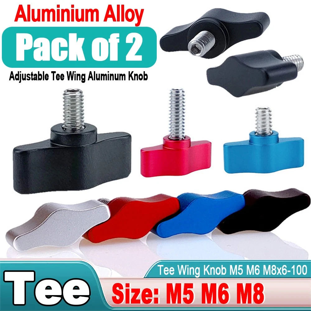2pcs Thumb Screw Knobs M5 M6 M8 x 6mm-100mm T- Screws With Tee Wing Knob Head
