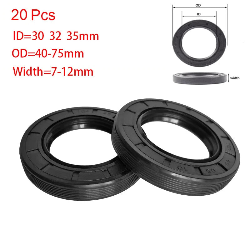Metric TC Oil Seal 30–35mm ID | Double Lip Shaft Seal with Spring | Pack of 20