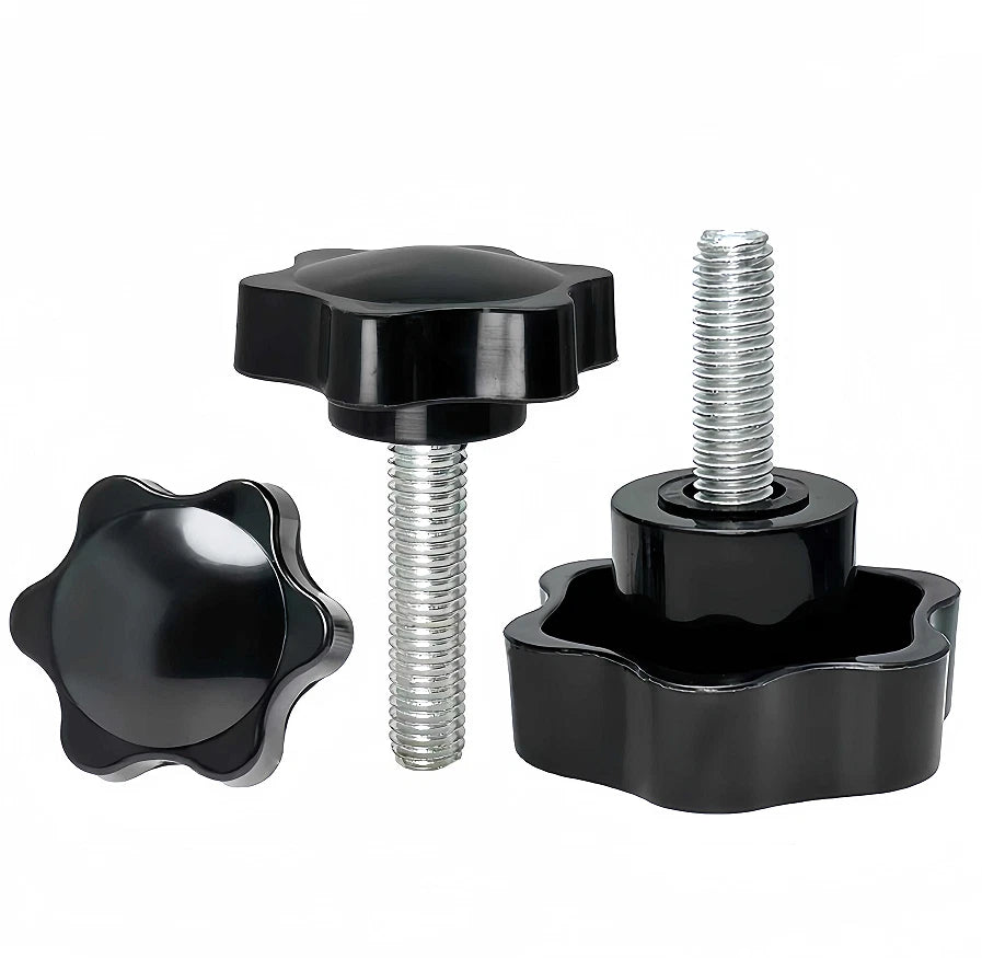 Plastic Black Rosette Thumb Screws M6 M8 M10 M12 Knob Bolt Star Head 38 48mm