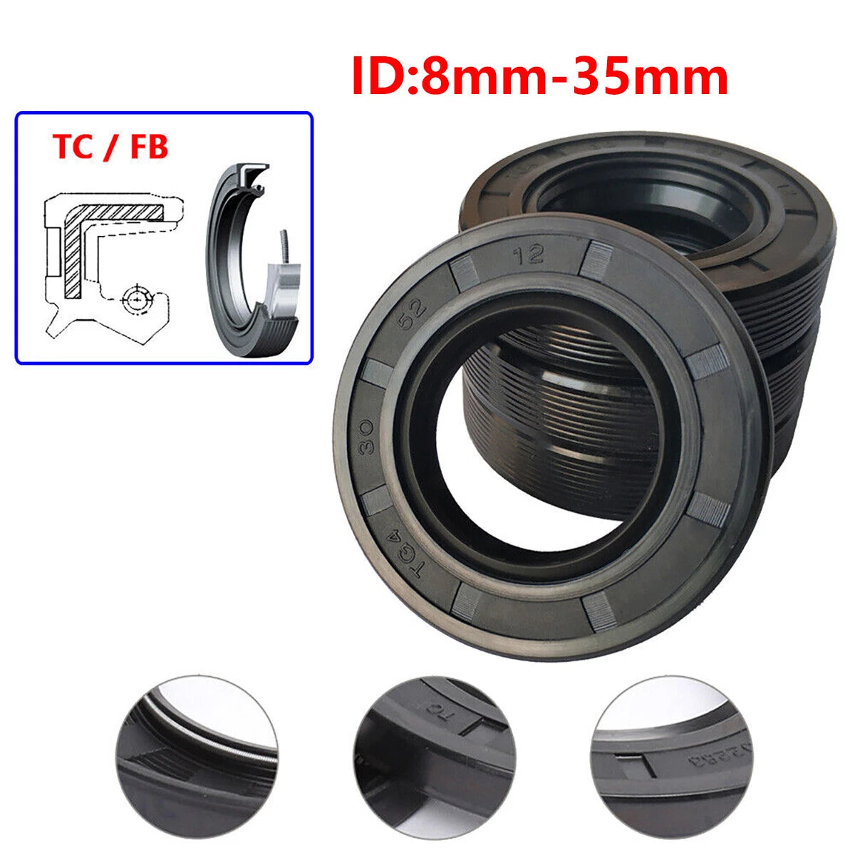 TC Oil Seal NBR Double Lip Skeleton Seal for Rotation Shaft — ID 8–35mm