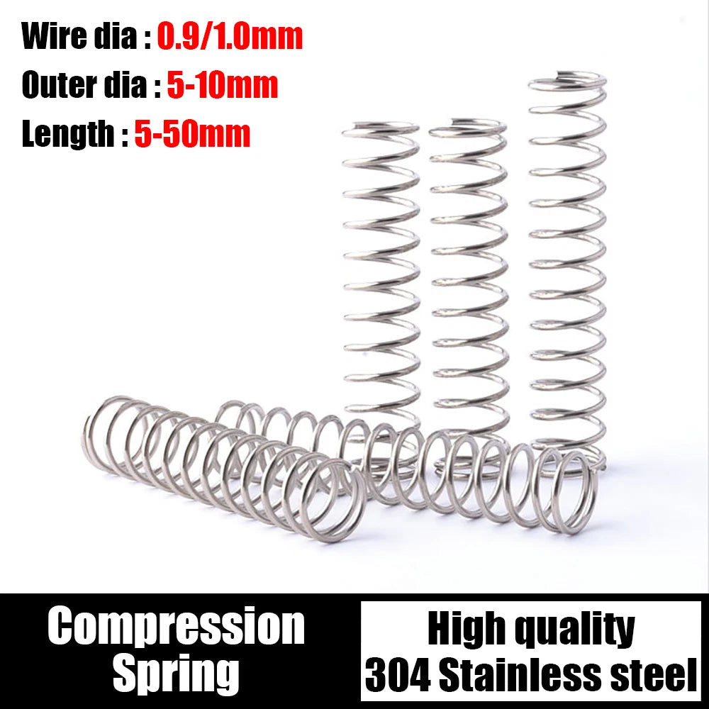 Compression Springs Wire Diameter 0.9/1mm 10-50mm Length Pressure Small 10pcs