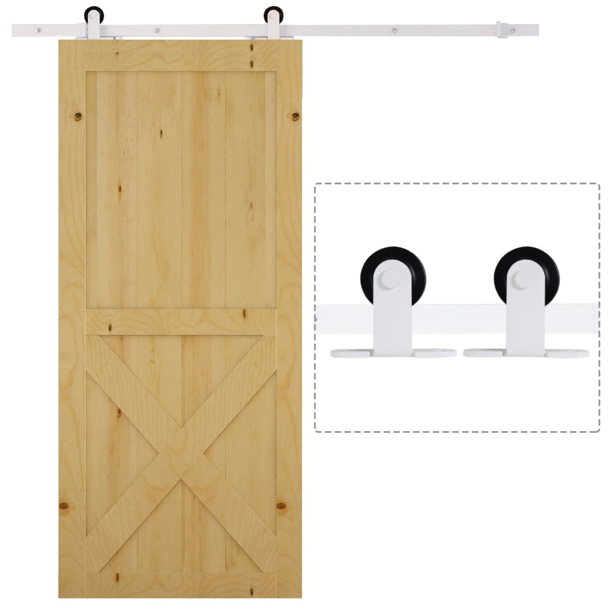 Rustic Interior Sliding Barn Door Mounting Hardware Kit White - HomeDIYer