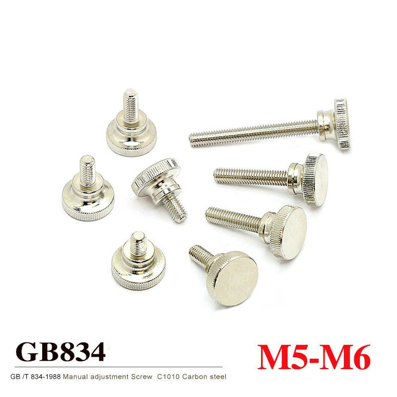 M5M6 Knurled Screws Length 5/6/8/10/12~30mm Thumb Bolt Carbon Steel Nickel Plate
