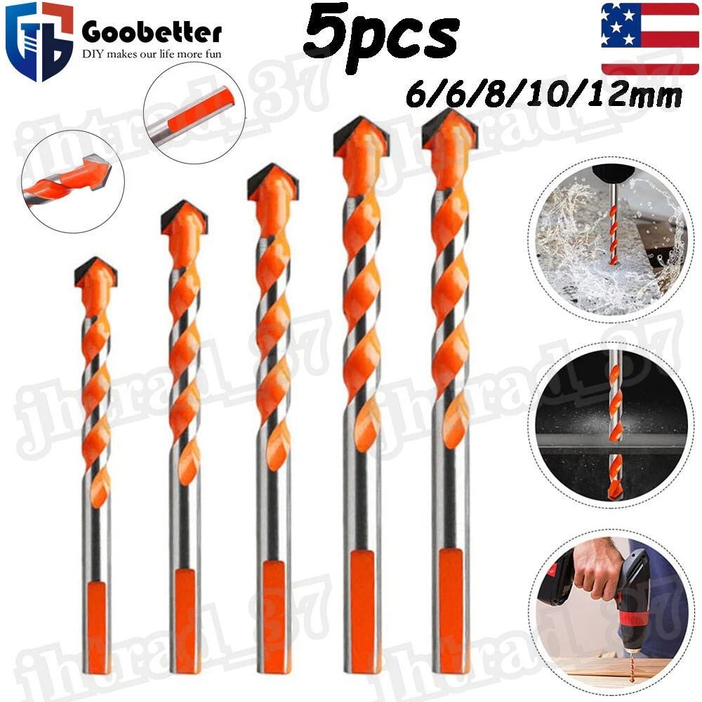 5 - Piece Triangular Shank Drill Bit Set — Alloy Steel, Multi - Material (6–12mm) - HomeDIYer