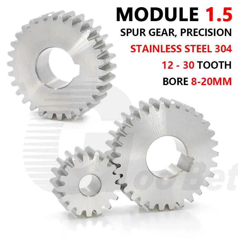 Mod 1.5 Spur Gear Stainless Steel 12 - 30 Tooth Motor Pinion Flat Gear Precision