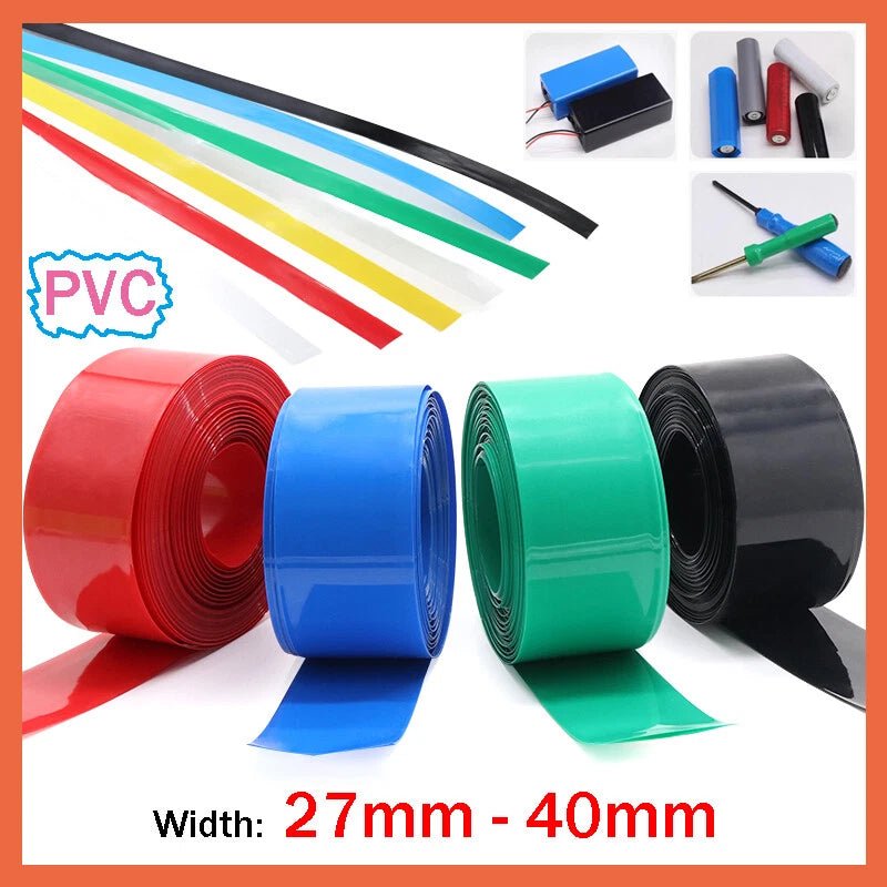 Heat Shrink PVC Sleeves for AA Battery Wraps – 27mm to 40mm, 25 Colors - HomeDIYer