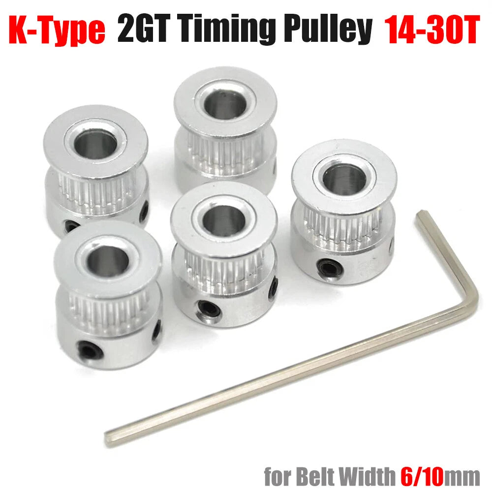 2GT Timing Pulley Synchronous Wheel 14-30 Teeth 6/10mm Belt 4mm-15mm Bore for 3D