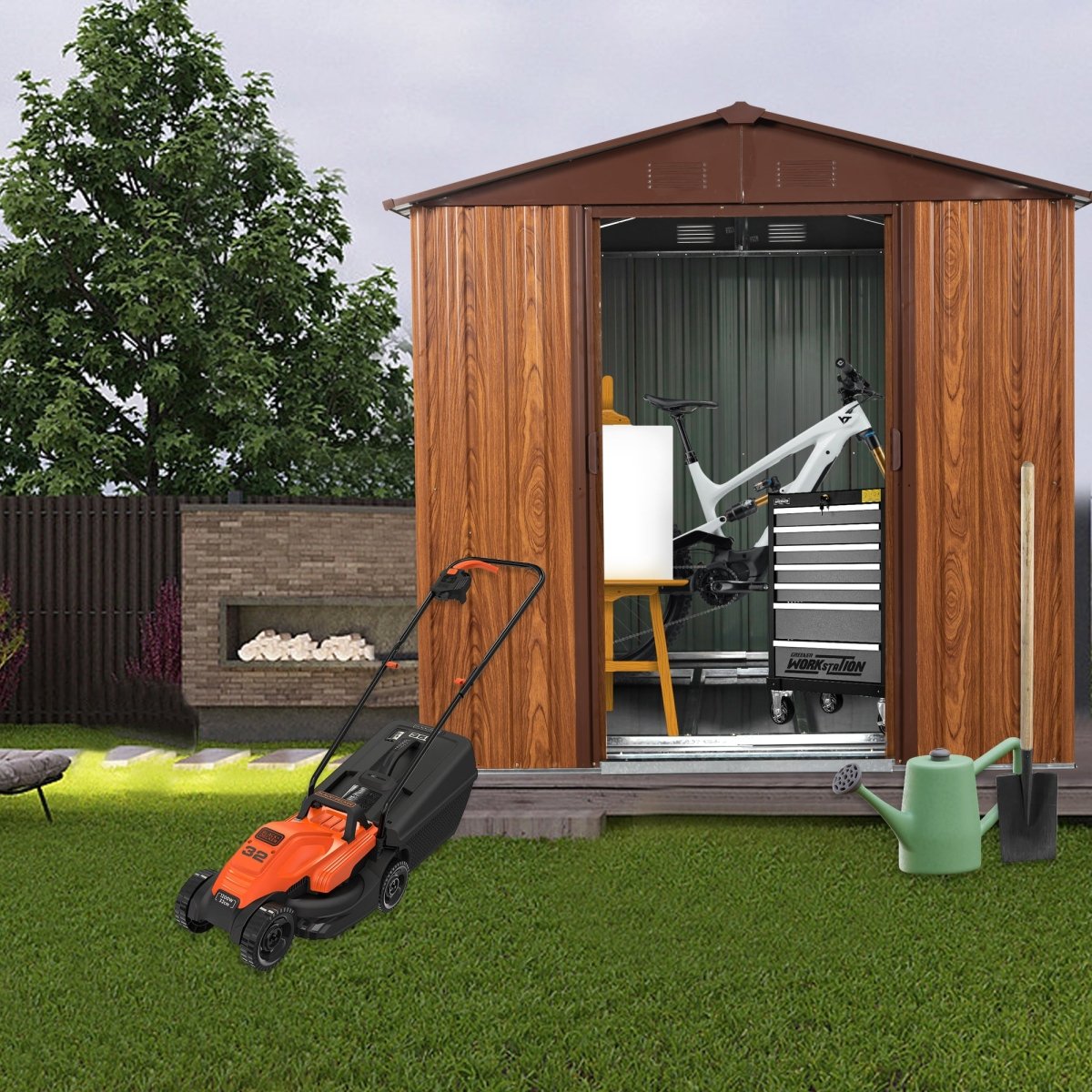 6ft x 6ft Outdoor Metal Storage Shed with Metal Foundation ,With window - HomeDIYer