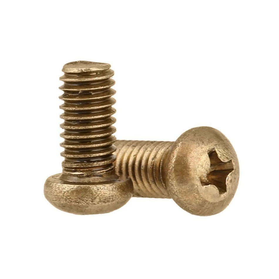 Solid Brass M4 x 12mm Round Head Phillips Machine Screws – GB/T818, Fully Threaded