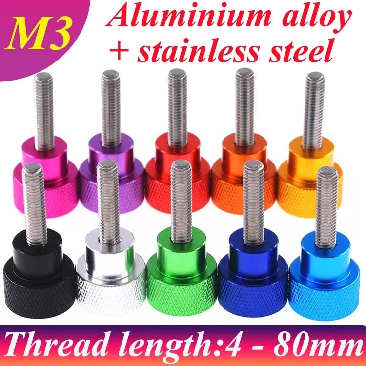 M3 Knurled Thumb Screws with Step Grip — Colored Anodized Hand Knob Bolts