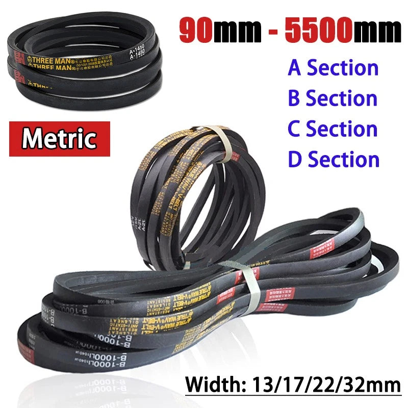 V-Belt A/B/C/D Section — Metric Sizes 500mm–5500mm | 13/17/22/32mm Width