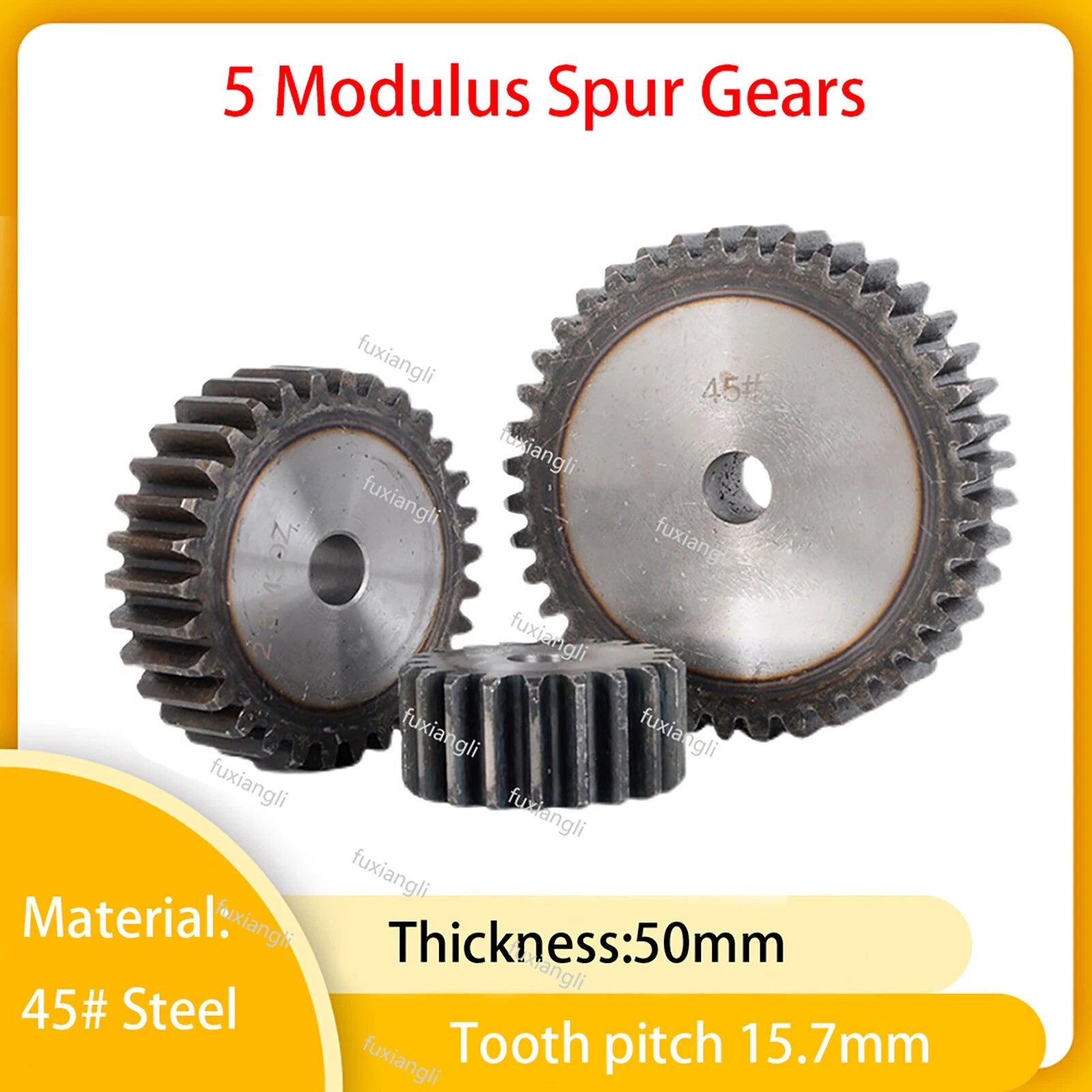 5 Modulus 12T-35T Spur Gears pitch 15.7mm 45# Steel Pinion Motor Gear Thick 50mm