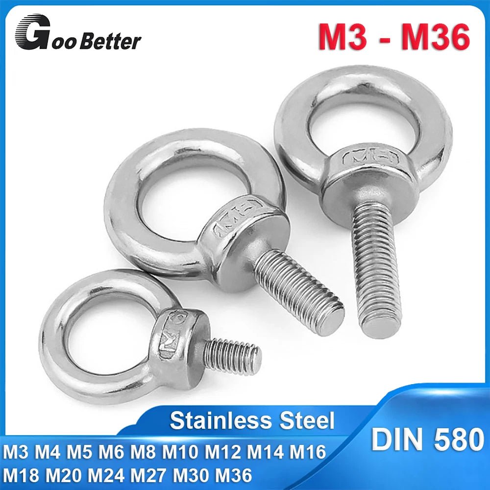 Lifting Eye Bolts A2 Stainless Steel Metric M3–M36 | Ring Screws for Rigging & Marine - HomeDIYer