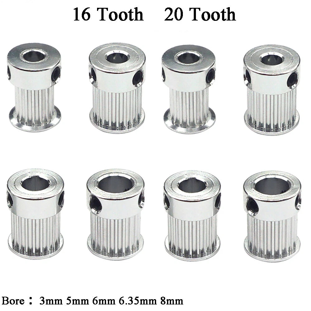 GT2 10mm Timng Belt Smooth Tooth Idler Drive Pulley 16T/20T Bore 3 5 6 6.35 8mm