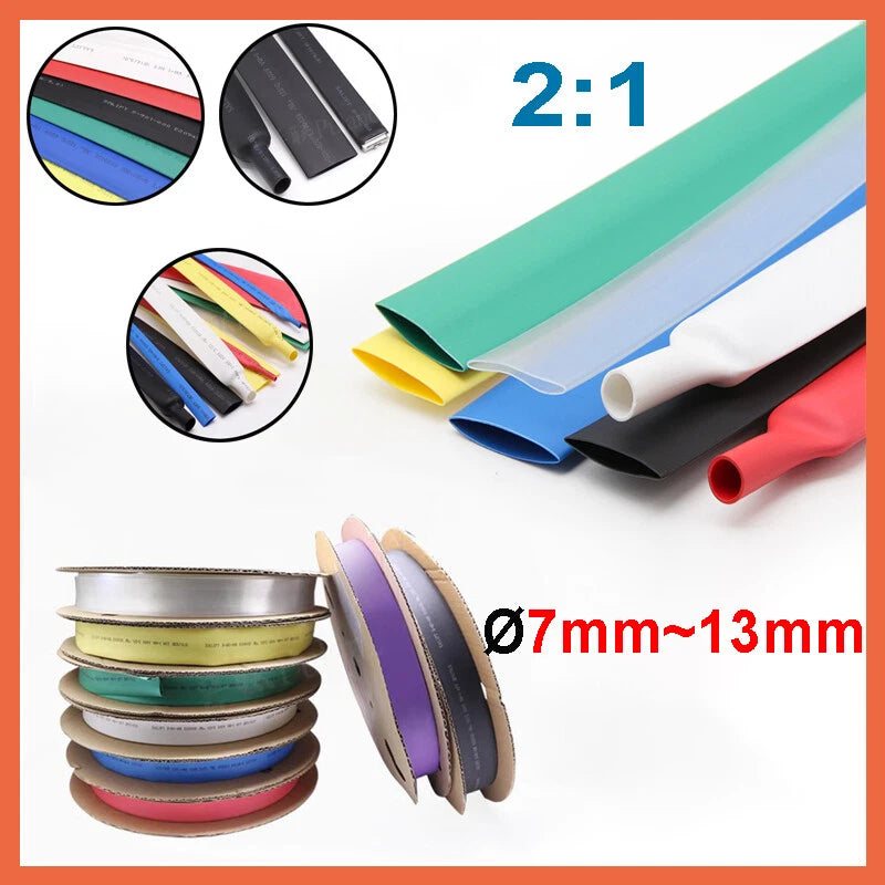2:1 Heat Shrink Tubing — φ7mm to φ13mm Electrical Insulation Wire Sleeve