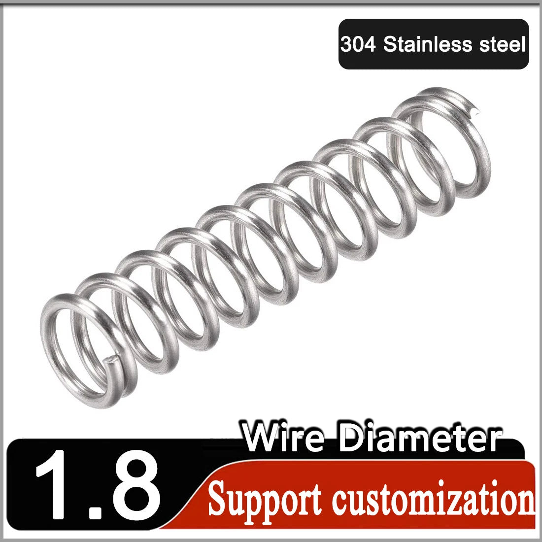 Stainless Compression Spring 1.8mm Wire Diameter Coil Springs-All Lengths & OD