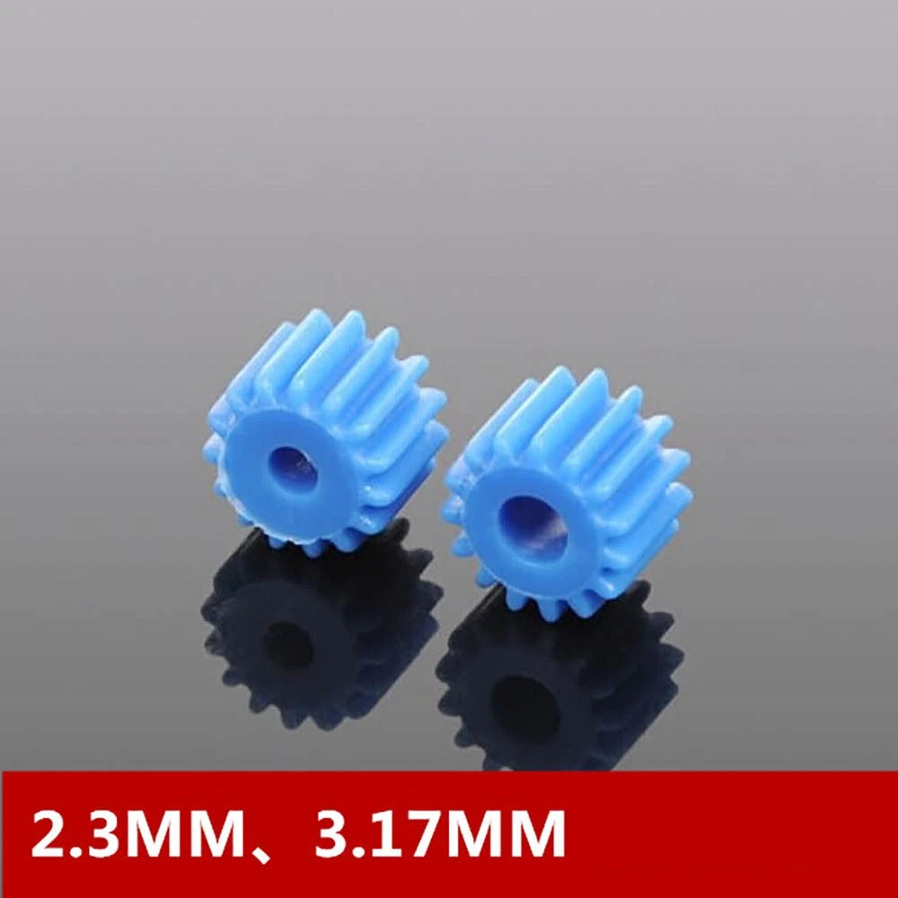 Blue Spur Gear 15 Tooth Module 2.3mm 3.17mm Pinion Motor Gear Flat Plastic Blue