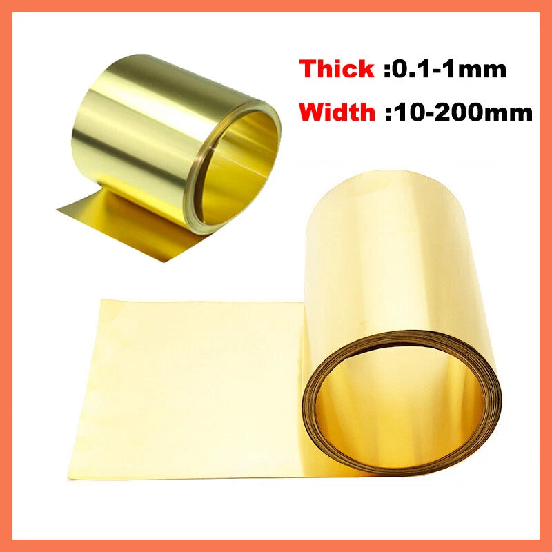 Brass Sheet Roll Metal Foil Plate 0.1-1mm Thick, 10-200mm Width, 1000mm Length