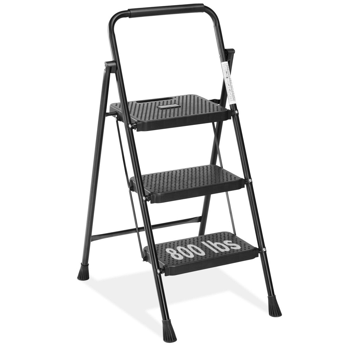 3 Non - slip step ladder, quick folding steel ladder Sturdy metal supported household tools for home/office work at altitude, portable step tools - HomeDIYer