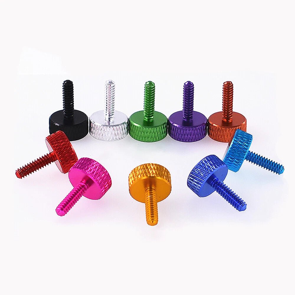UNC 6 - 32 x 12mm Flat Head Aluminum Thumb Screws — Anodized, 10 Colors, Multi - Pack - HomeDIYer