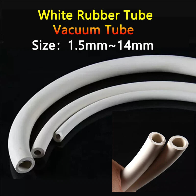 White Rubber Vacuum Tube — Laboratory Hose Pipe, ID 1.5mm–14mm, Multiple Lengths