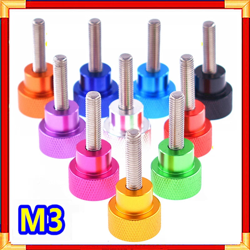 M3 x 5-100mm Knurled Thumb Screws Aluminium Alloy+Stainless Steel High Type Bolt