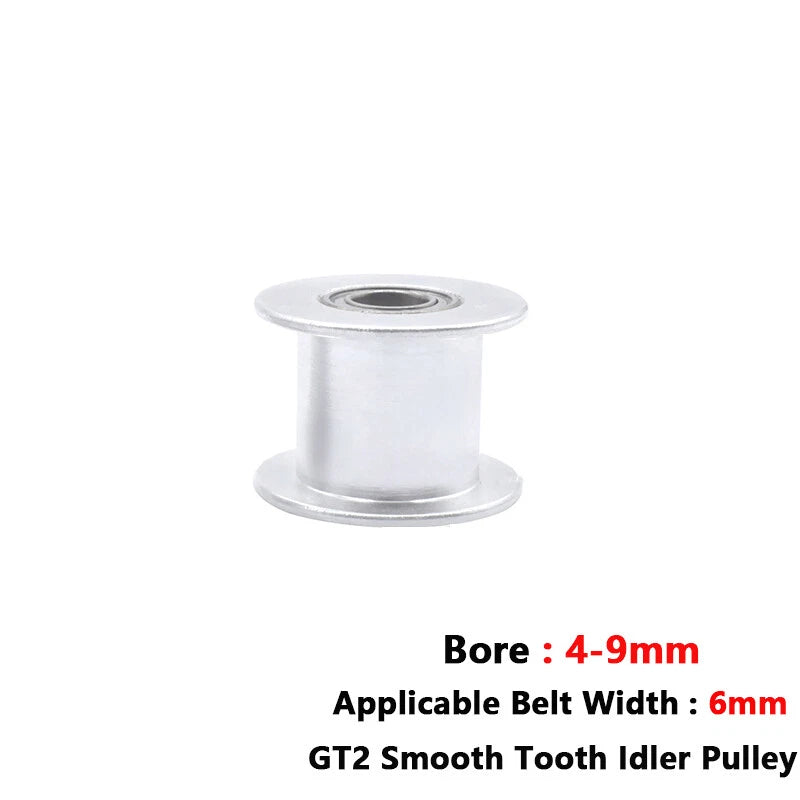 GT2 6mm Timing Belt Smooth Tooth Idler Pulley Bore 3mm 4mm 5mm 6mm 7mm 8mm 9mm
