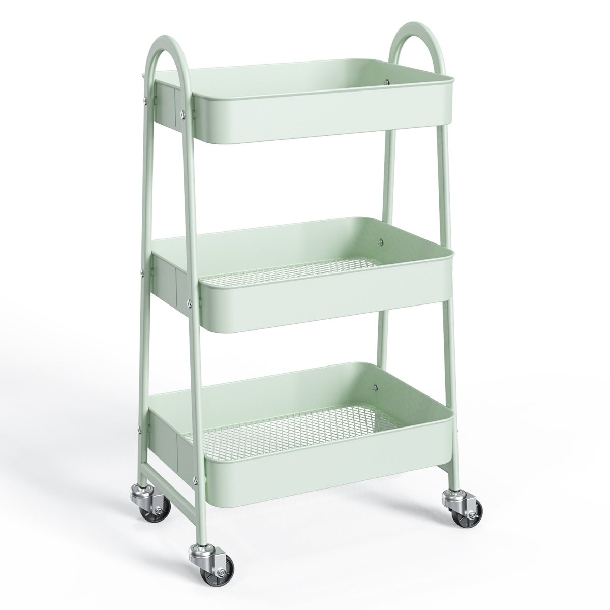 3 Tier Small Rolling Cart, Metal Utility Storage Organizer Kitchen Trolley Bathroom Laundry Room Bar Office Shelves - HomeDIYer