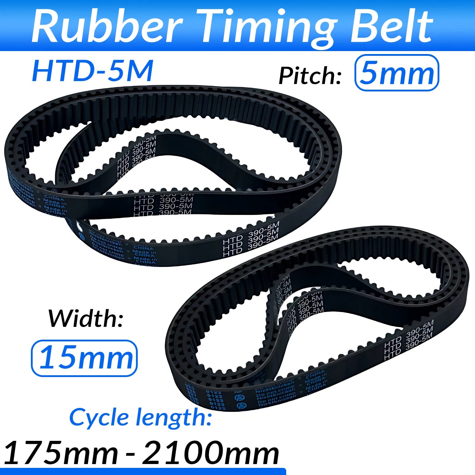 HTD 5M Timing Belt 15mm Wide Closed Loop CNC Synchronous Belt
