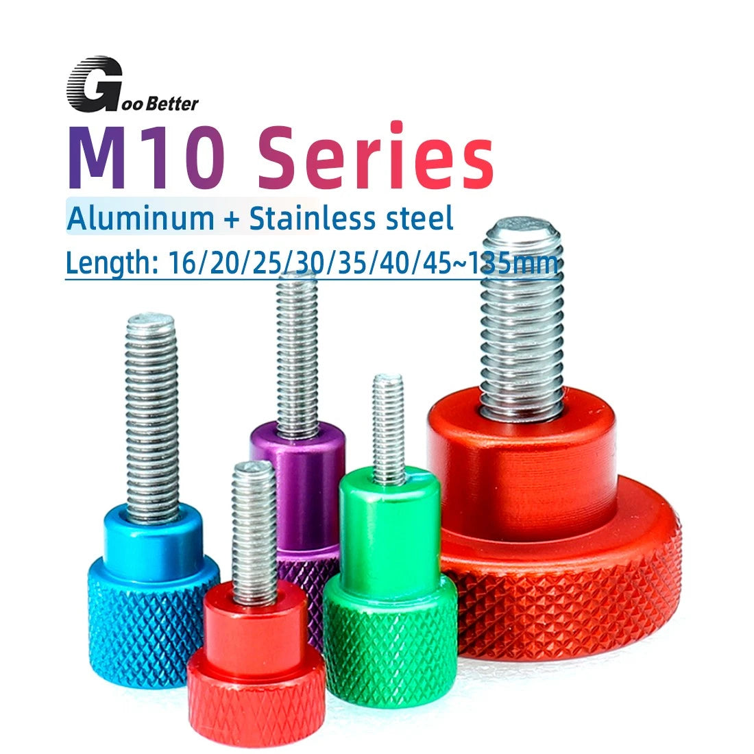 M10 Knurled Thumb Screws Aluminum + Stainlessl Hand Grip Knob Bolts High Type