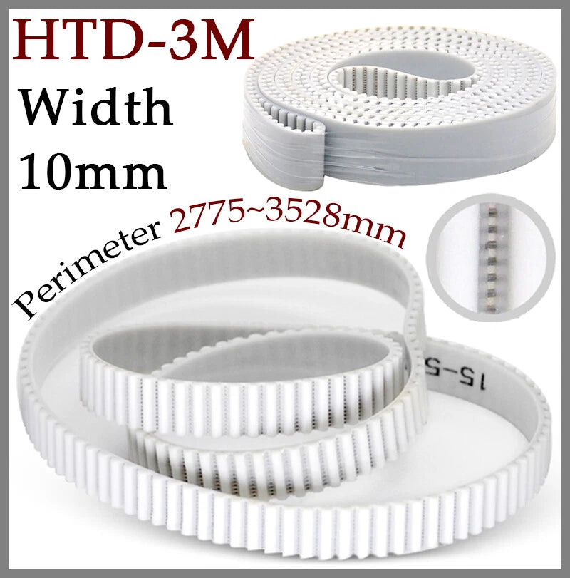 HTD3M Timing Belt Closed Loop — PU Steel Wire, 10mm & 15mm Width, Multiple Lengths