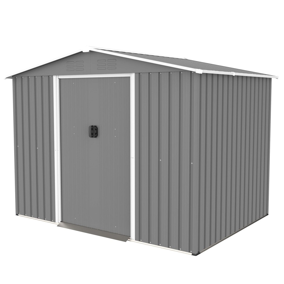 8x6 FT Outdoor Tool Storage Shed with Metal Foundation & Lockable Doors, All Weather Metal Sheds for Garden, Patio, Backyard, Lawn, Gray - HomeDIYer