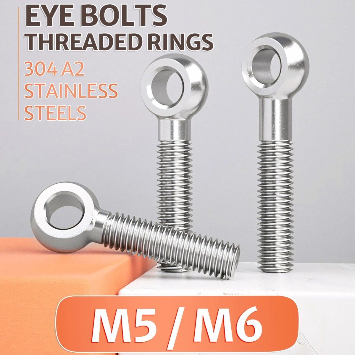 M5 M6 Stainless Steel Eye Bolts — A2 304 Threaded Ring Eyelet Screws for Catenary Wire & Hanging - HomeDIYer
